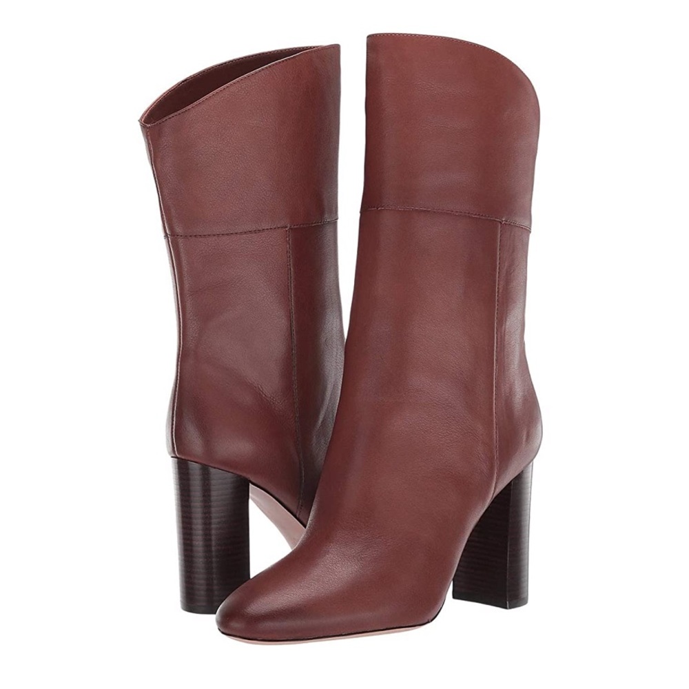 J. Crew Leather Mid-Calf Stacked Anya Boot